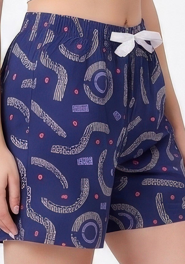 Blue Zodiac-Colored Mid-Rise Bermuda Shorts
