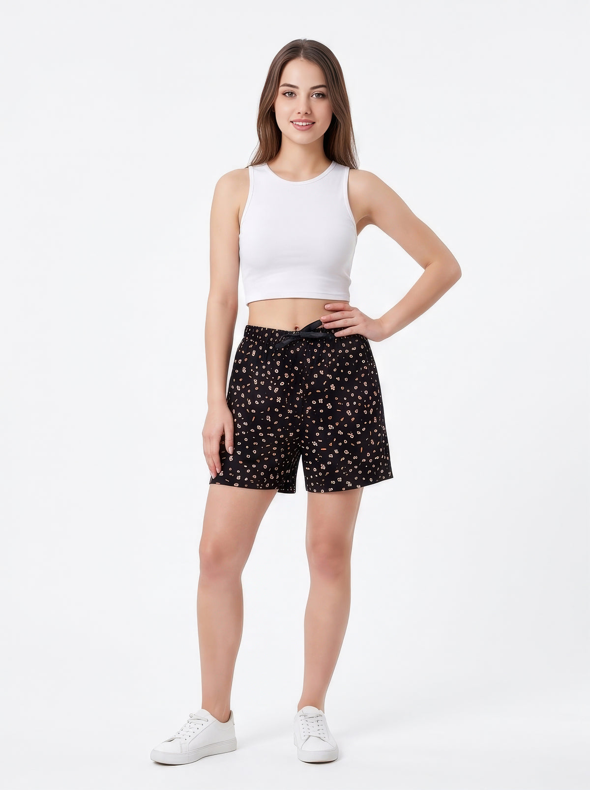 Black-Colored Mid-Rise Bermuda Shorts
