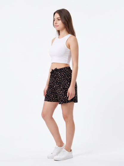 Black-Colored Mid-Rise Bermuda Shorts