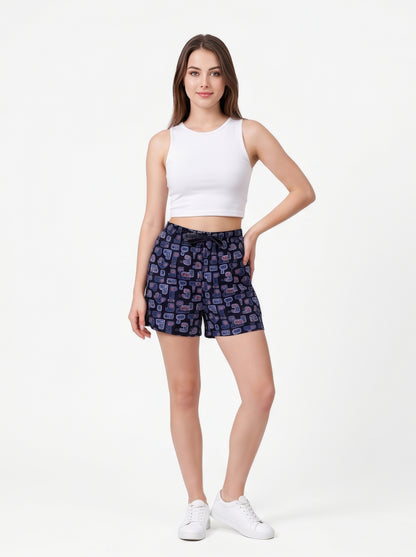 Navy Blue-Colored Mid-Rise Bermuda Shorts