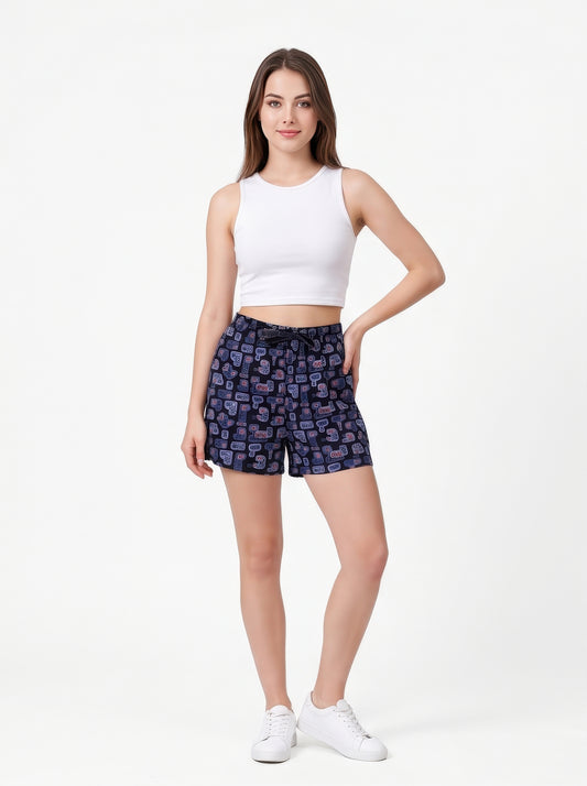 Navy Blue-Colored Mid-Rise Bermuda Shorts