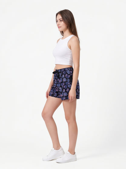 Navy Blue-Colored Mid-Rise Bermuda Shorts
