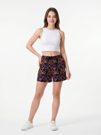 Black-Colored Mid-Rise Bermuda Shorts