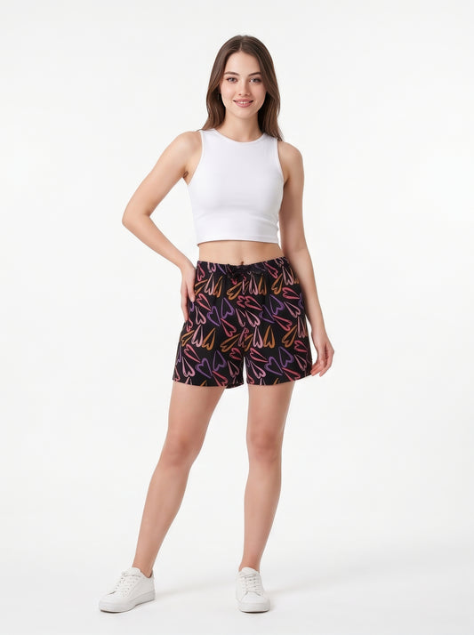 Black-Colored Mid-Rise Bermuda Shorts