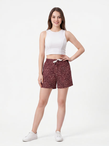 Seal Brown-Colored Mid-Rise Bermuda Shorts