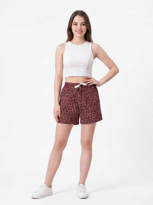 Seal Brown-Colored Mid-Rise Bermuda Shorts