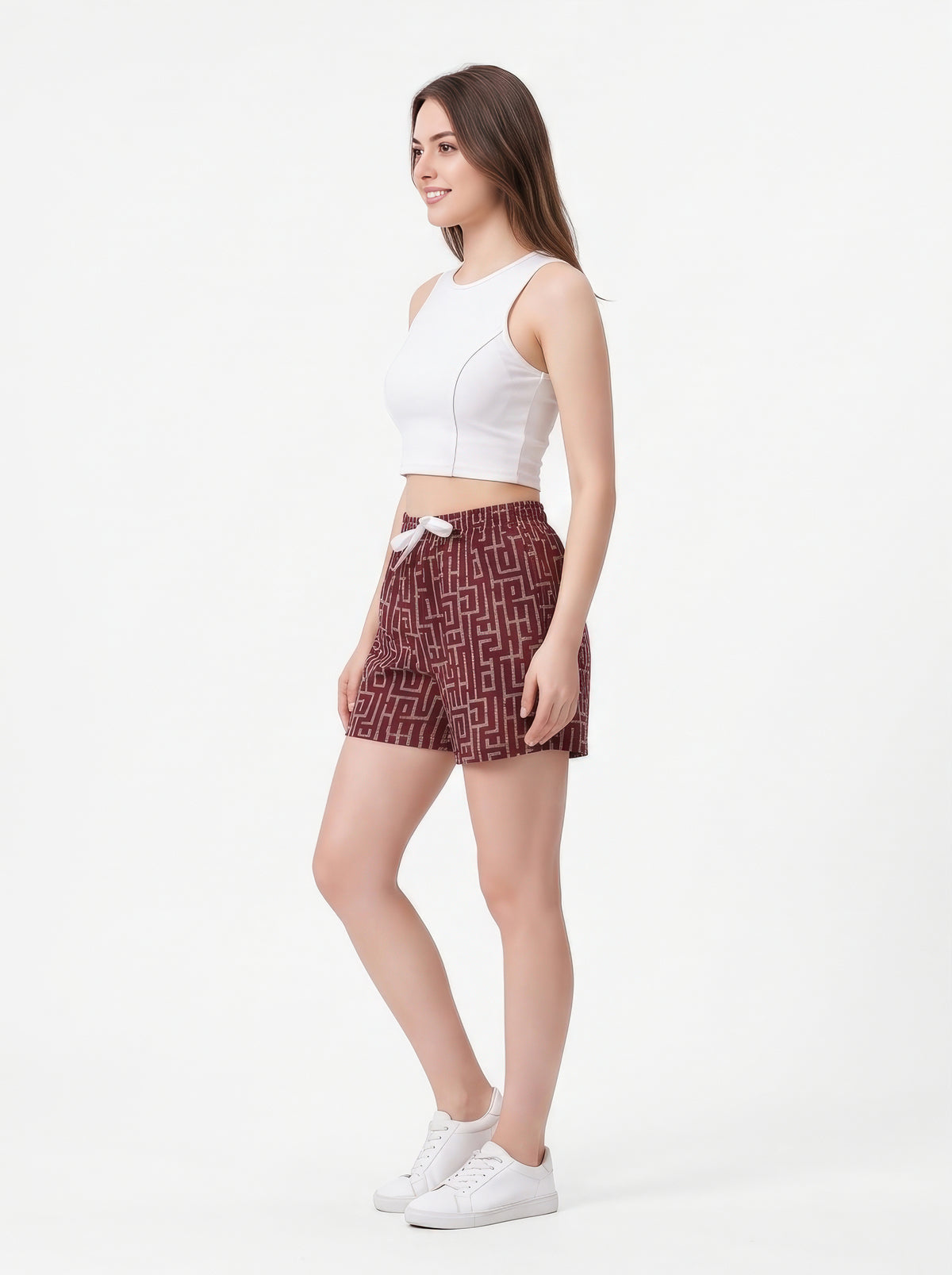 Seal Brown-Colored Mid-Rise Bermuda Shorts