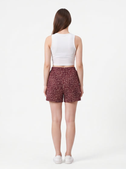 Seal Brown-Colored Mid-Rise Bermuda Shorts
