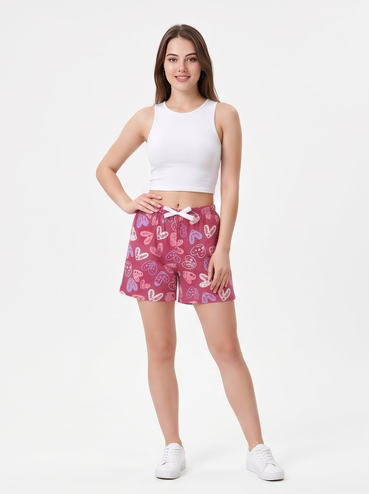 Bashful Pink-Colored Mid-Rise Bermuda Shorts