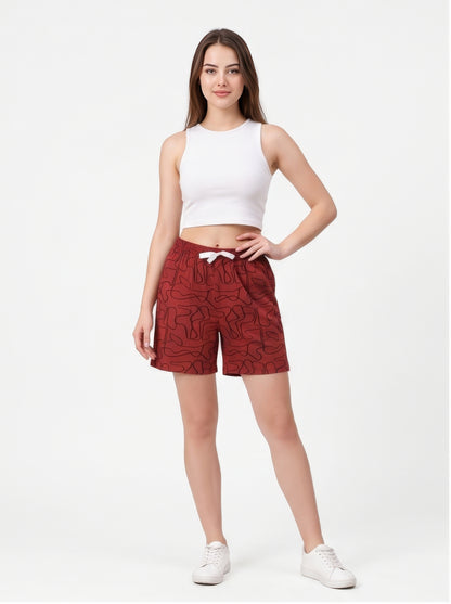 Rust-Colored Mid-Rise Bermuda Shorts