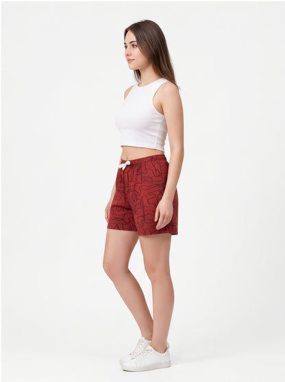 Rust-Colored Mid-Rise Bermuda Shorts