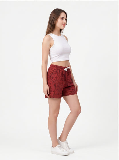 Rust-Colored Mid-Rise Bermuda Shorts