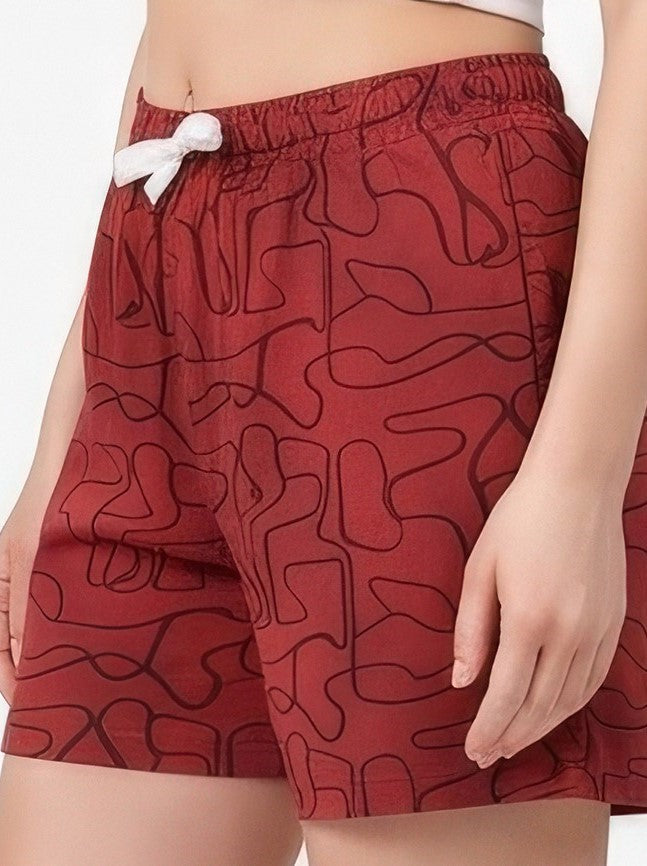 Rust-Colored Mid-Rise Bermuda Shorts