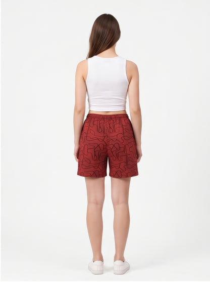 Rust-Colored Mid-Rise Bermuda Shorts
