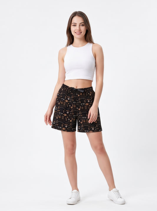 Black-Colored Mid-Rise Bermuda Shorts
