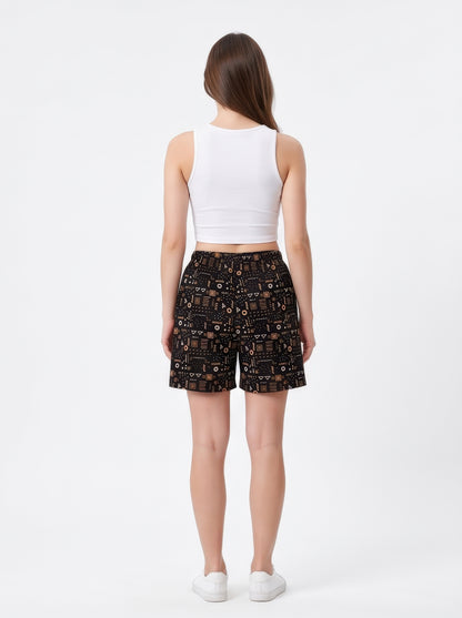 Black-Colored Mid-Rise Bermuda Shorts