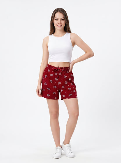 Rosewood-Colored Mid-Rise Bermuda Shorts