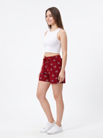 Rosewood-Colored Mid-Rise Bermuda Shorts