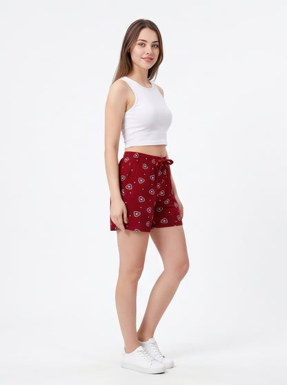 Rosewood-Colored Mid-Rise Bermuda Shorts