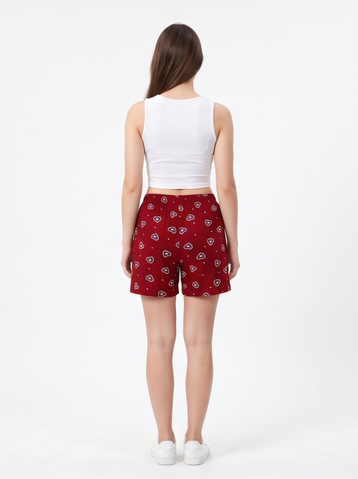 Rosewood-Colored Mid-Rise Bermuda Shorts