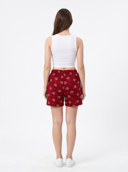 Rosewood-Colored Mid-Rise Bermuda Shorts