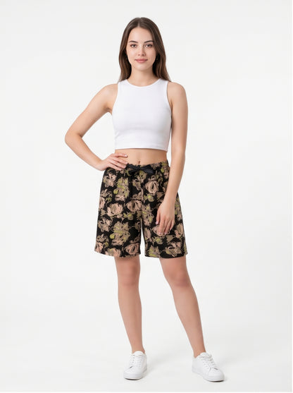 Black-Colored Mid-Rise Bermuda Shorts