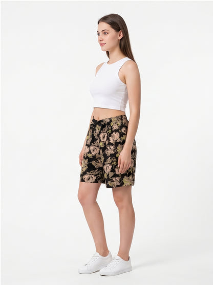 Black-Colored Mid-Rise Bermuda Shorts