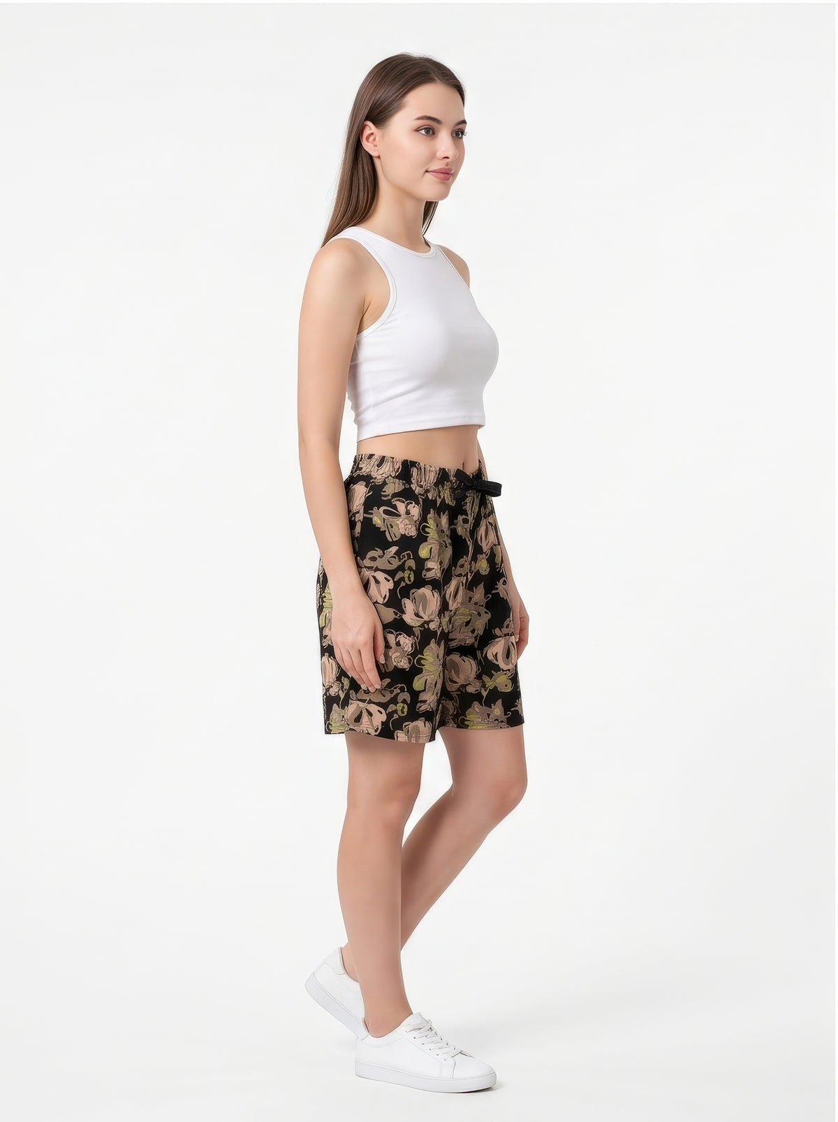 Black-Colored Mid-Rise Bermuda Shorts