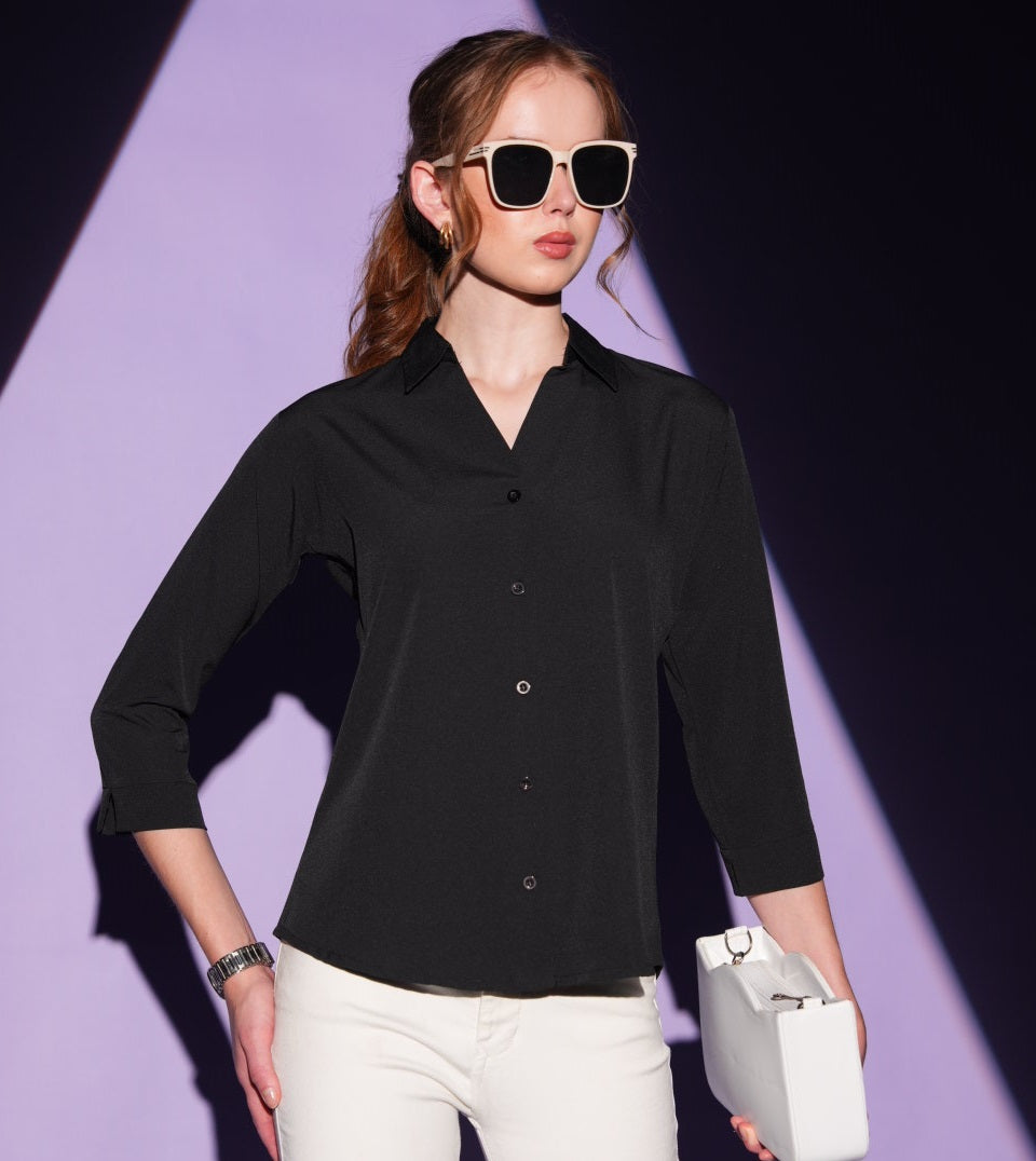 Black-Colored Solid Formez Shirt