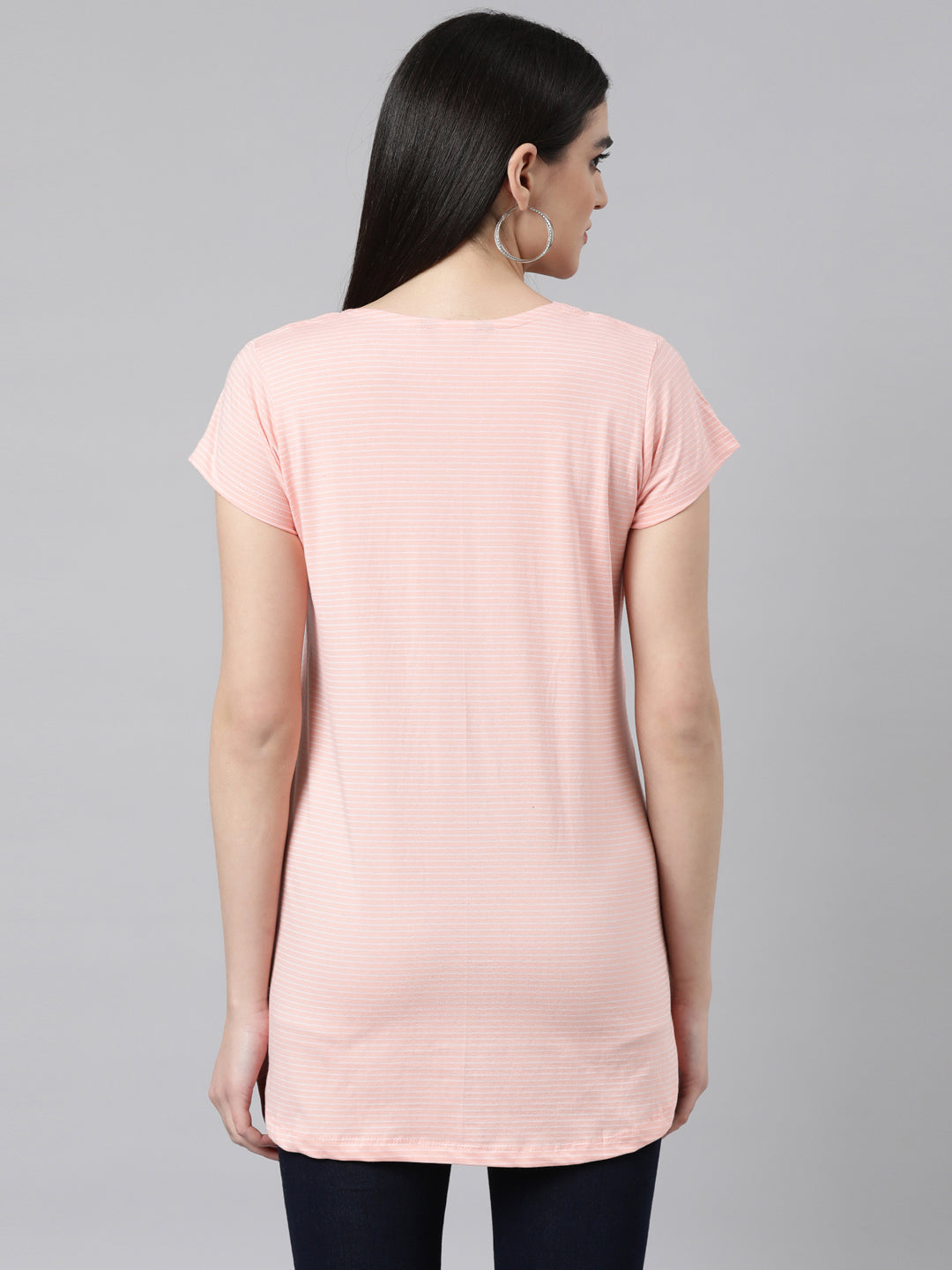 Womens Striped Maternity Tees - Peach