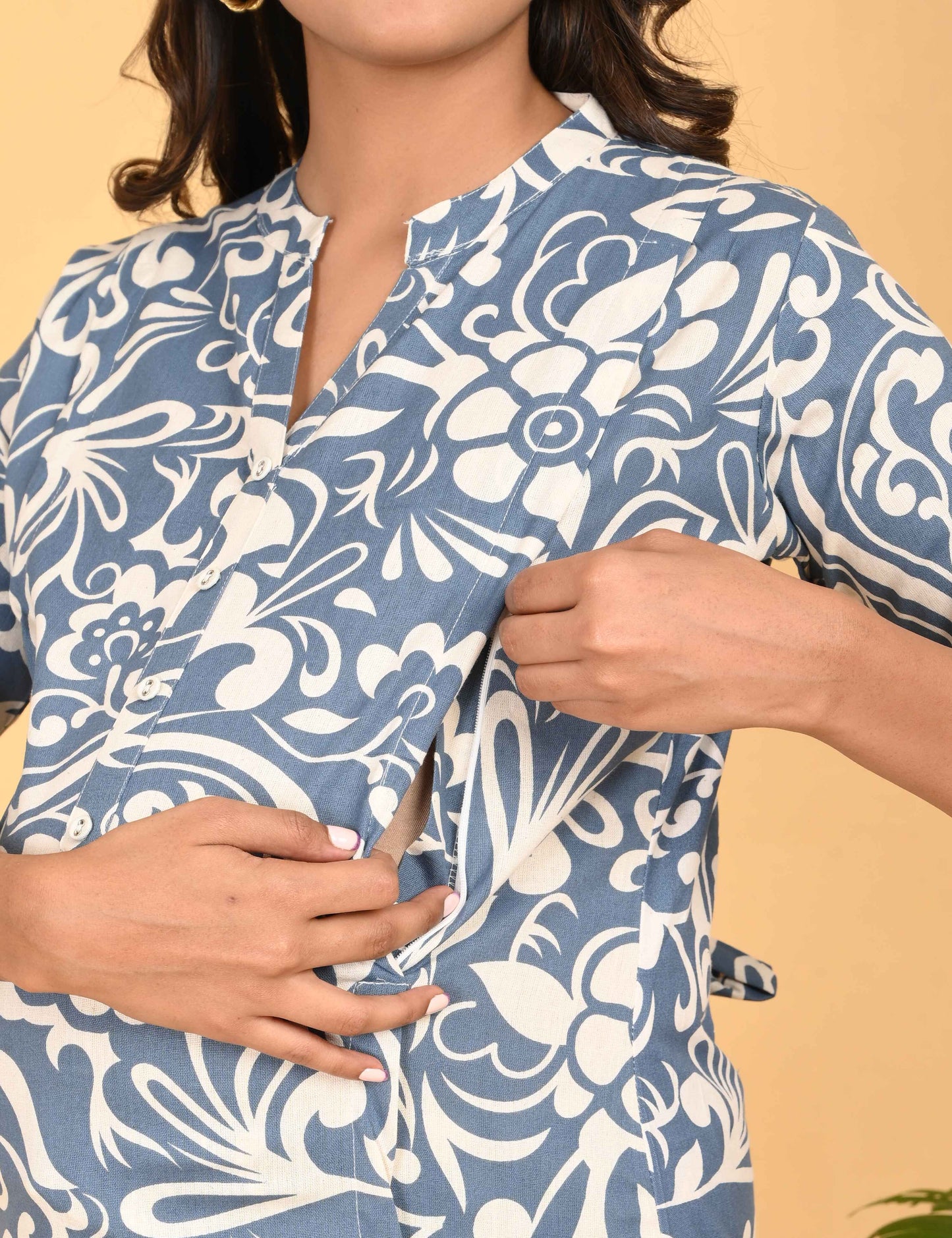 Womens Maternity Kurti Pant Set - Grey