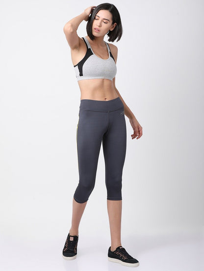 Grey/Yellow Flexi Fit Active Capri