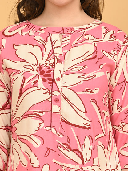 Pink-Colored Printed Co-Ord Set
