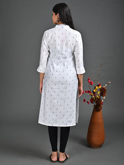 Womens Off White-Colored Straight Kurta