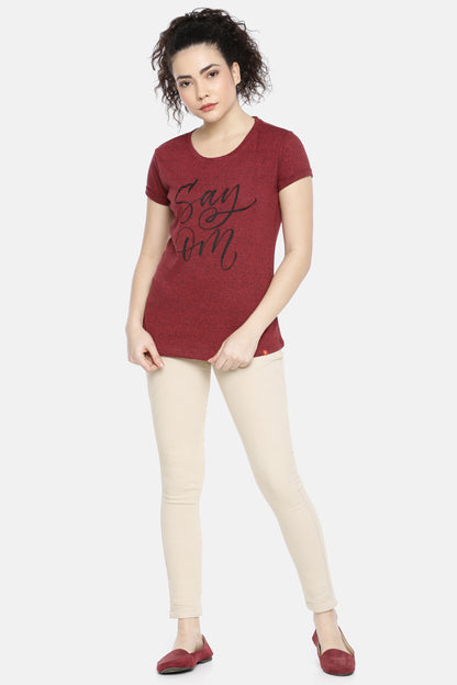 Maroon Round Neck Active Tees