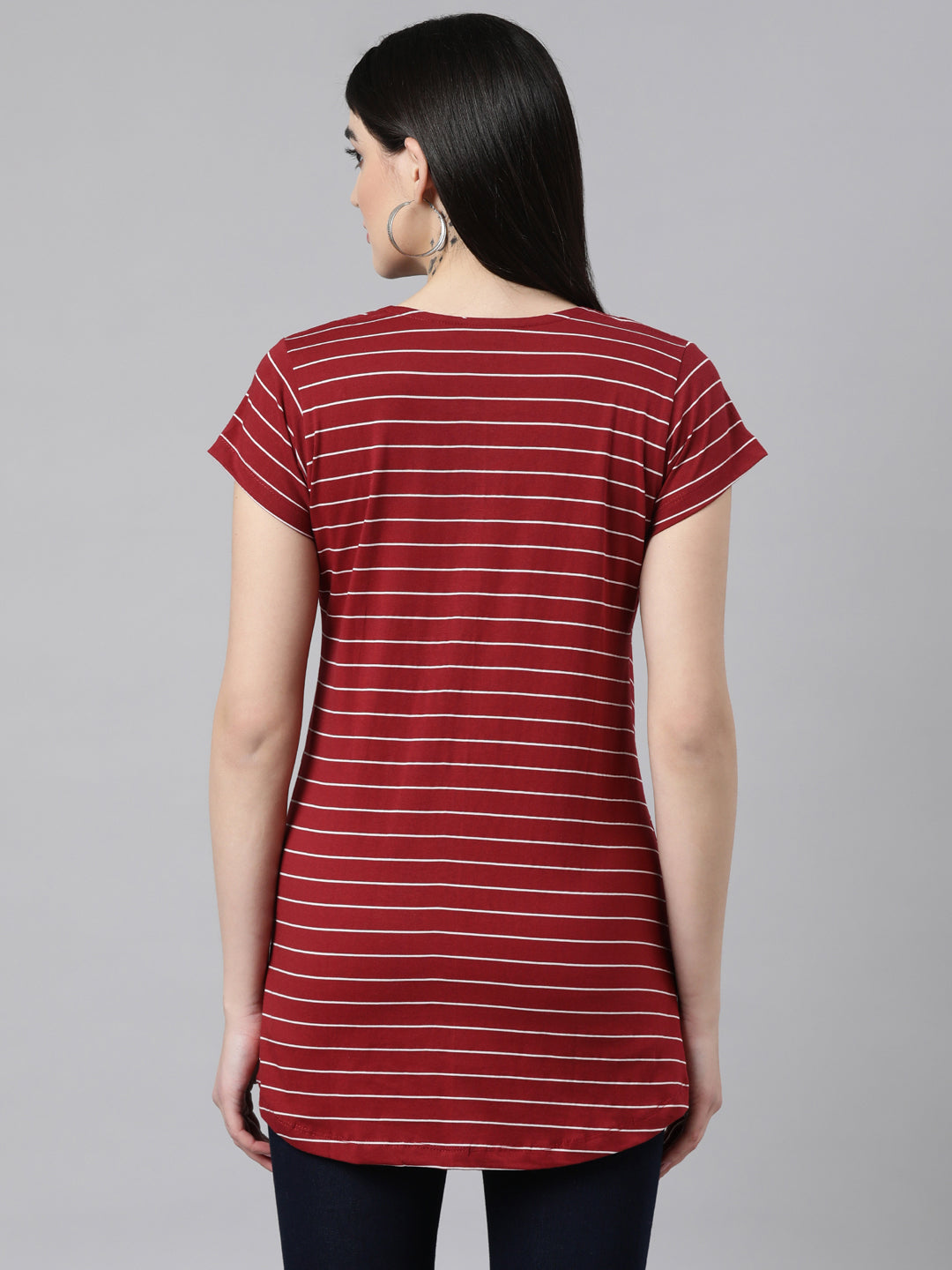 Womens Striped Maternity Tees - Red