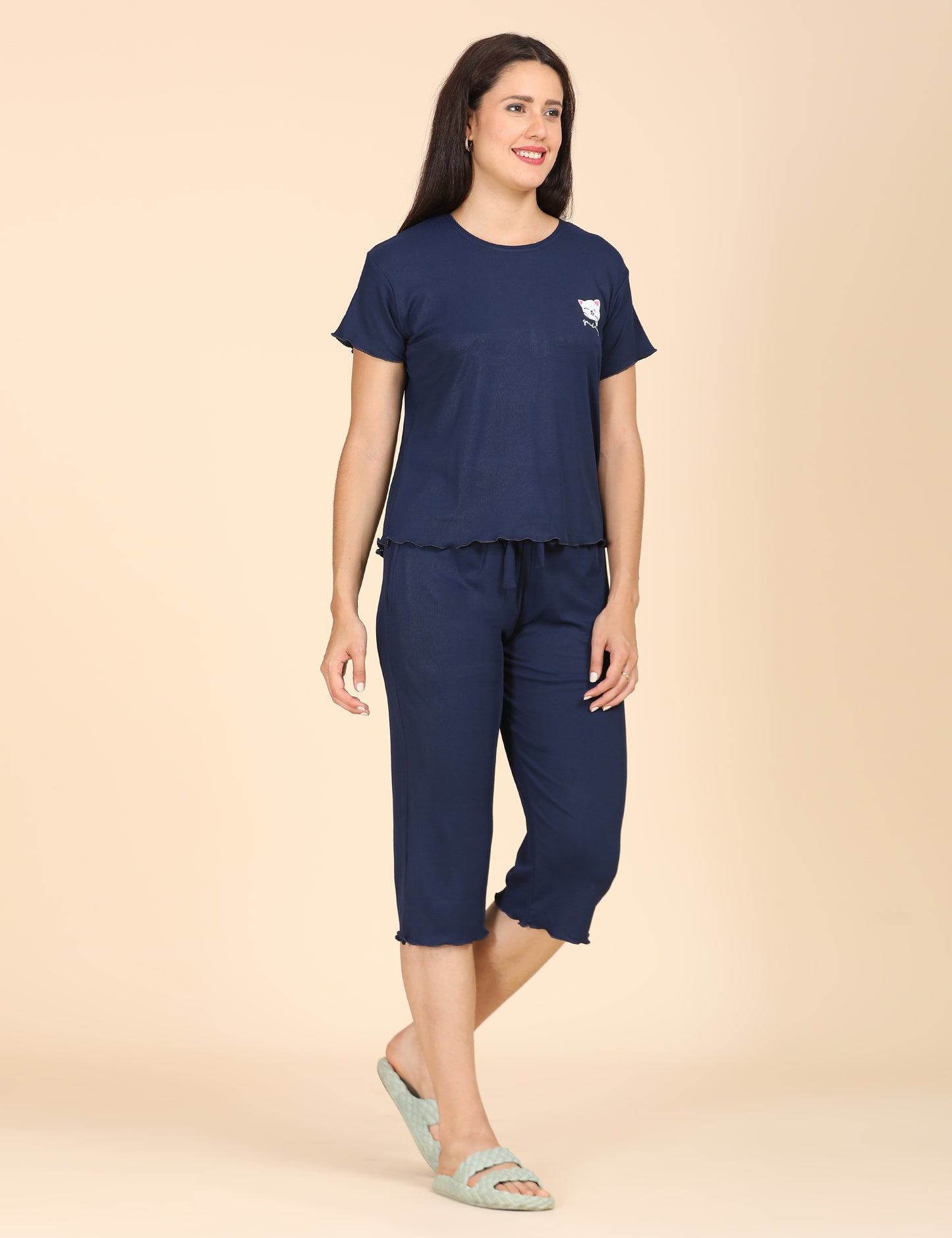 Womens Printed Travel Wear - Navy Blue