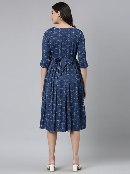 Womens Maternity 3/4th Gown - Indigo