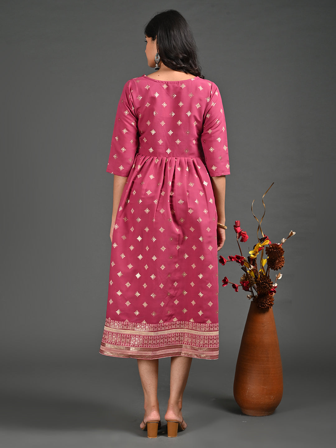 Womens Onion-Colored A-Line Kurta