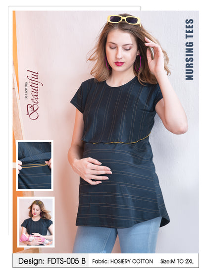 Womens Striped Maternity Tees - Indigo