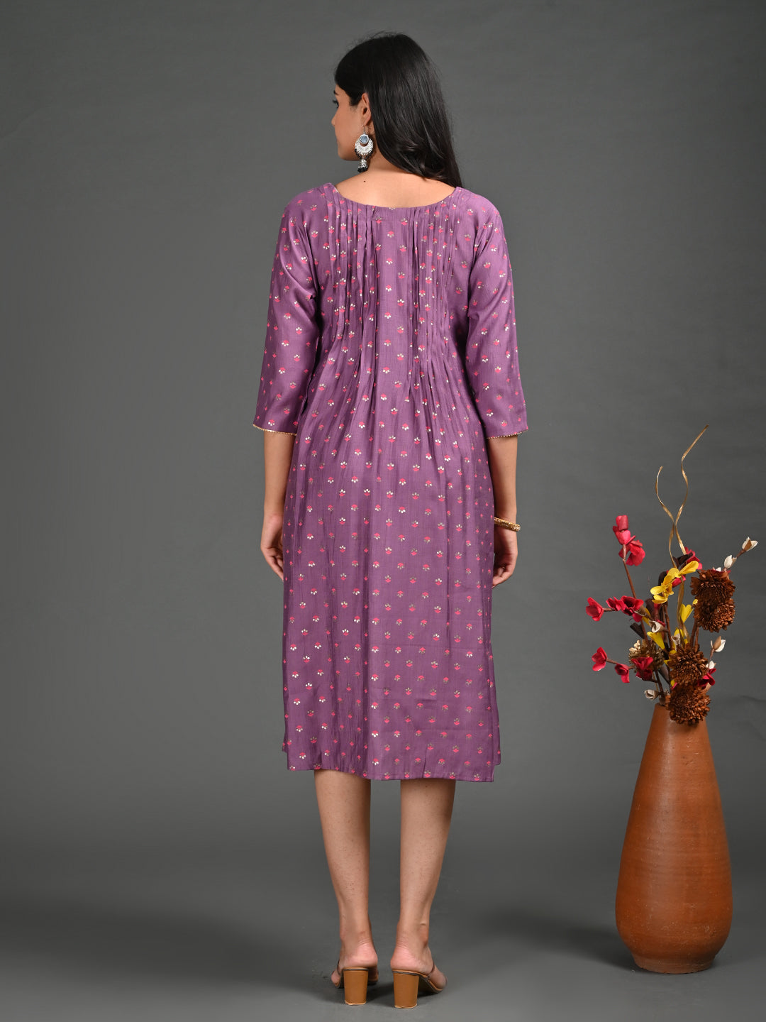 Womens Magenta-Colored A-Line Kurta