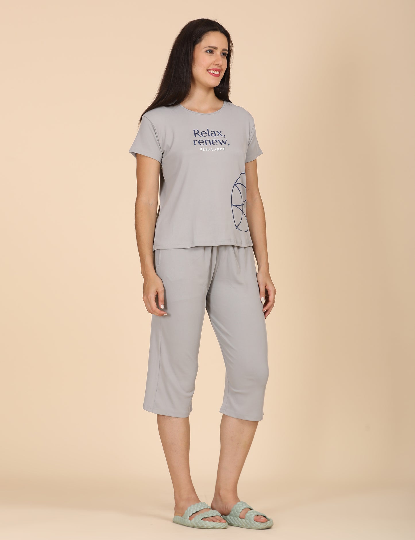 Womens Printed Travel Wear - Grey