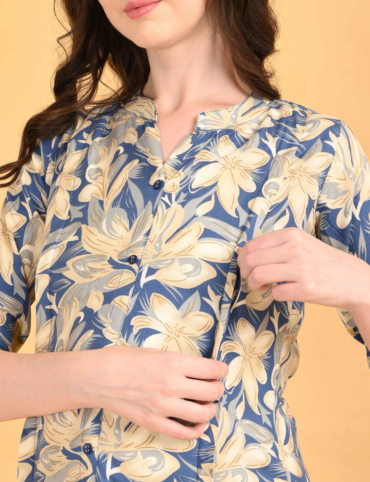 Womens Maternity Kurti Pant Set - Blue
