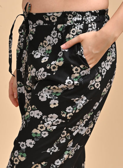 Womens Printed Co Ord Set - Black