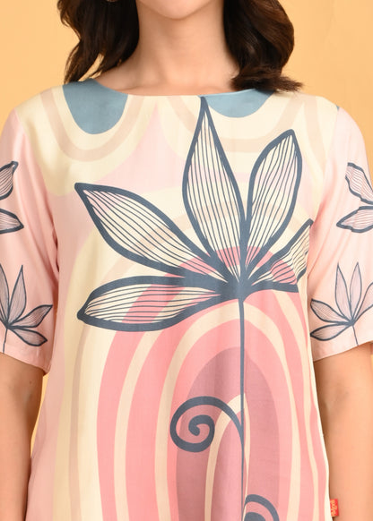 Pink-Colored Printed Co-Ord Set