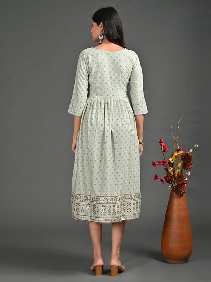 Womens Pista-Colored A-Line Kurta