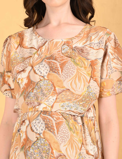 Peach-Colored Maternity 3/4th Gown
