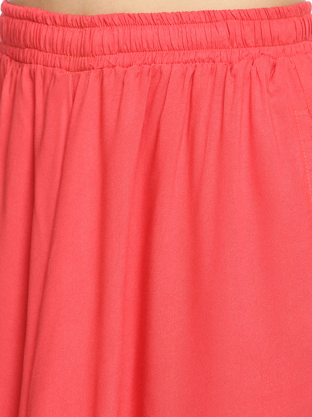 Womens Peach Solid Skirt Palazzo