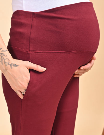 Womens Maternity Pant - Maroon