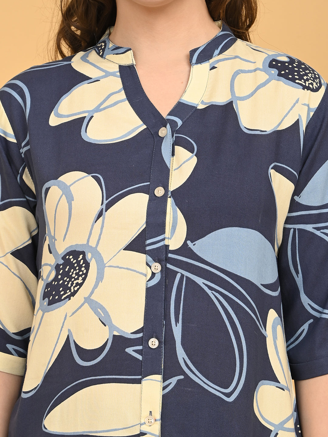 D.Blue-Colored Printed Co-Ord Set